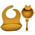 Silicone Baby Dinner Set With Bowl Bib Spoon